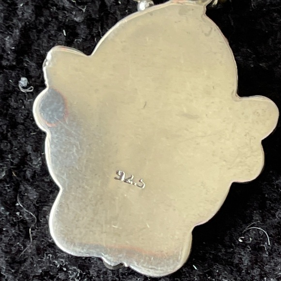 Green Malachite vintage sterling silver Southwest style necklace. 16” - Picture 2 of 5